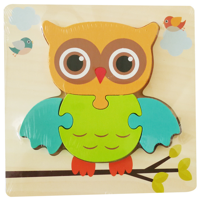 Simulación de madera de dibujos animados vehículo animal rompecabezas educación temprana bloques de construcción niños bebé cognición rompecabezas tridimensional al por mayor