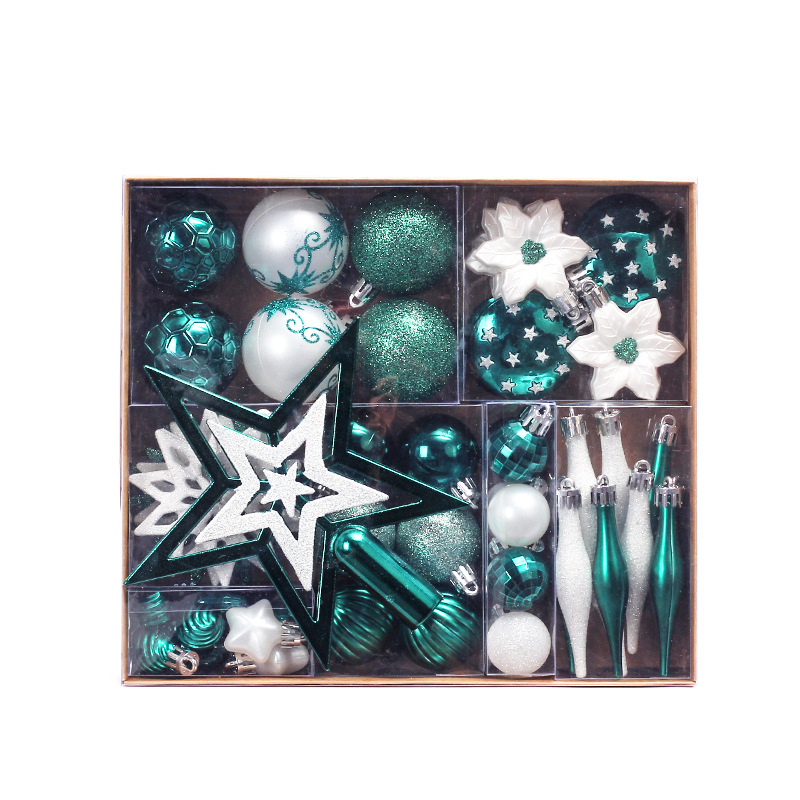 58 Stück Weihnachtskugeln mit Baumspitze, Weihnachtsdeko, Christbaumschmuck, Plastikkugel, Ornamentanhänger, Neujahrsdeko, Wohnkultur_voghion.com