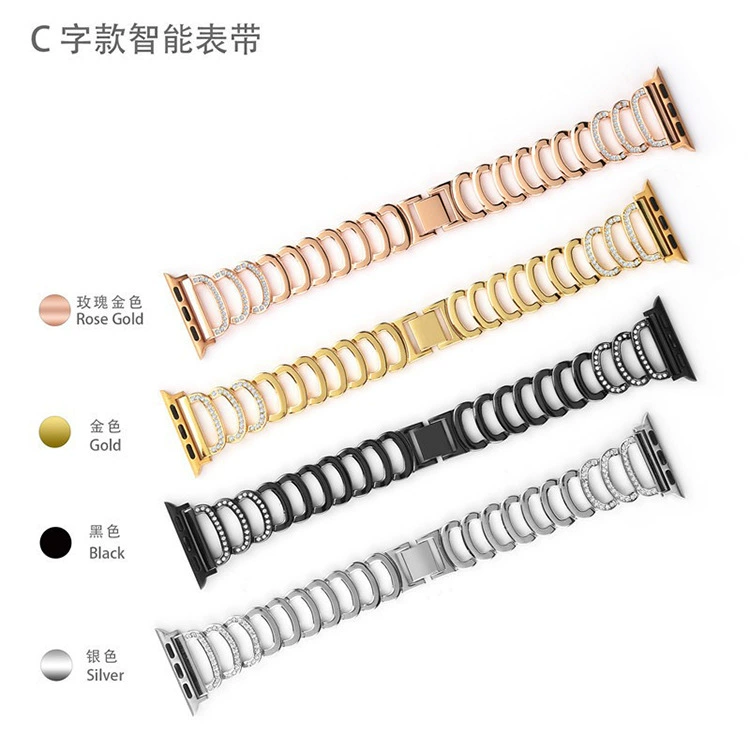 Applicable to Apple Applewatch C -shaped C -shaped Patch Fashion Metropolites Strap Slim Solid Metal Ribbon