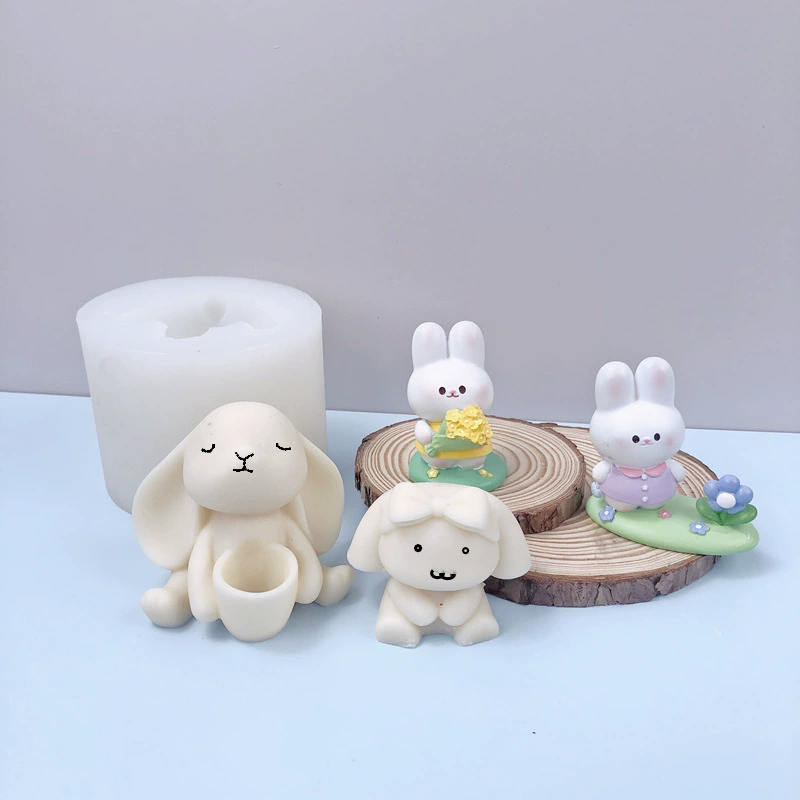 Cute three dimensional rabbit, aromatherapy for auto, candle, silicone mold, handmade