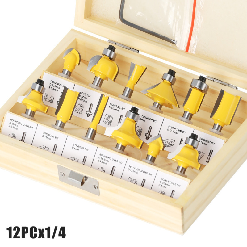 15 個セット 1/4 ハンドル 1/2 ハンドル 8 ハンドル 6 ハンドル木工フライスカッターセットトリミングマシン 12 個セット木工スロッティングフライスカッター|undefined
