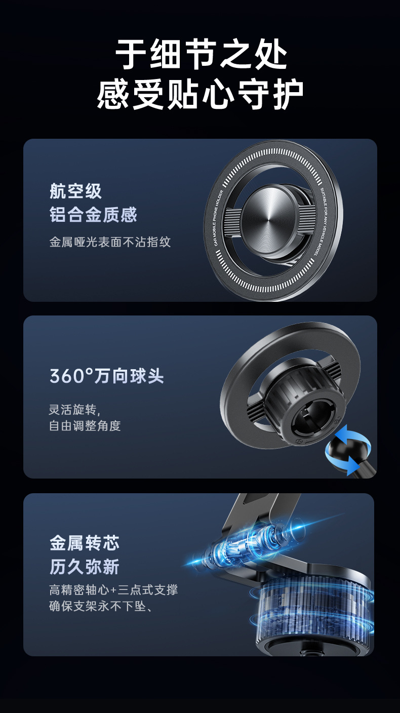 New magnetic car phone holder suitable for BYD new energy vehicles, quarter screw navigation support bracket