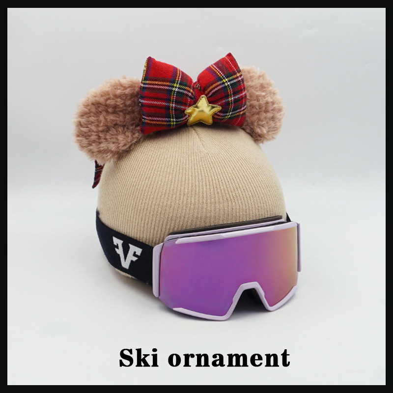 Helmet cover hat cover accessories cute plush red plaid bear ear decoration motorcycle helmet ski helmet small equipment