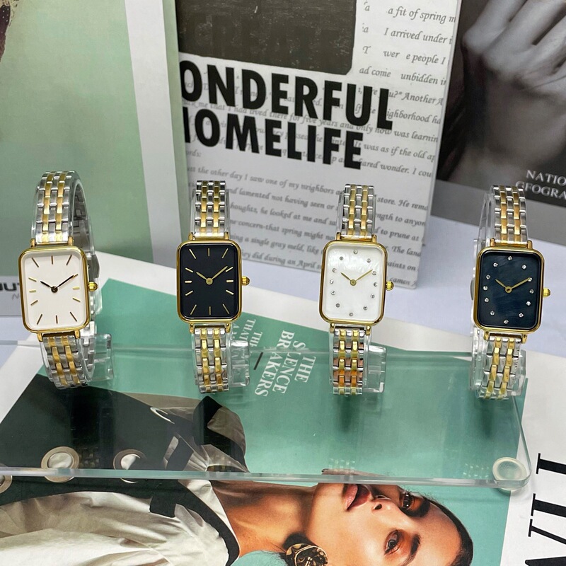 E-Commerce Live Delivery D Family W Fashion Simple Two-Pin Retro Square Steel Band Live Hot-Selling Quartz Watch Wholesale