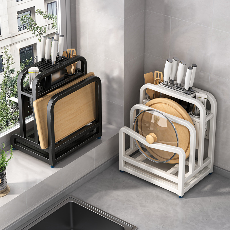 304 de acero inoxidable cuchillo de cocina titular rack de almacenamiento para la tabla de cortar cubierta de la olla cuchillo de cocina titular palillos jaula cuchillo de almacenamiento en rack integrado