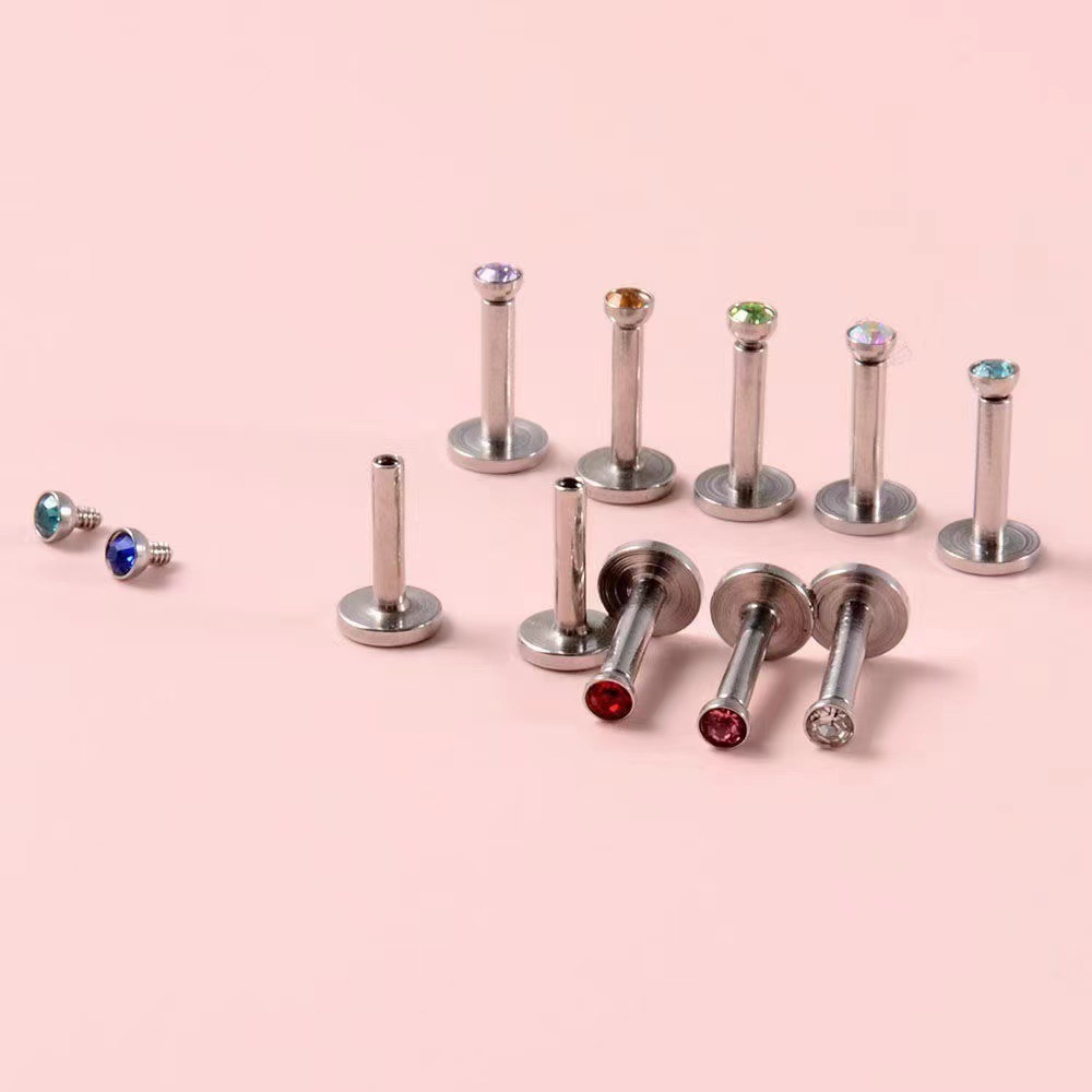 Personalized Stainless Steel Nose Piercing Stud With Rhinestone_voghion.com