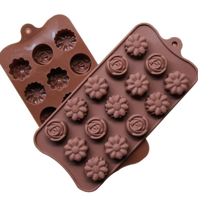 硅胶蛋糕模15连3种不同新型玫瑰花巧克力模饼干模手工皂模具