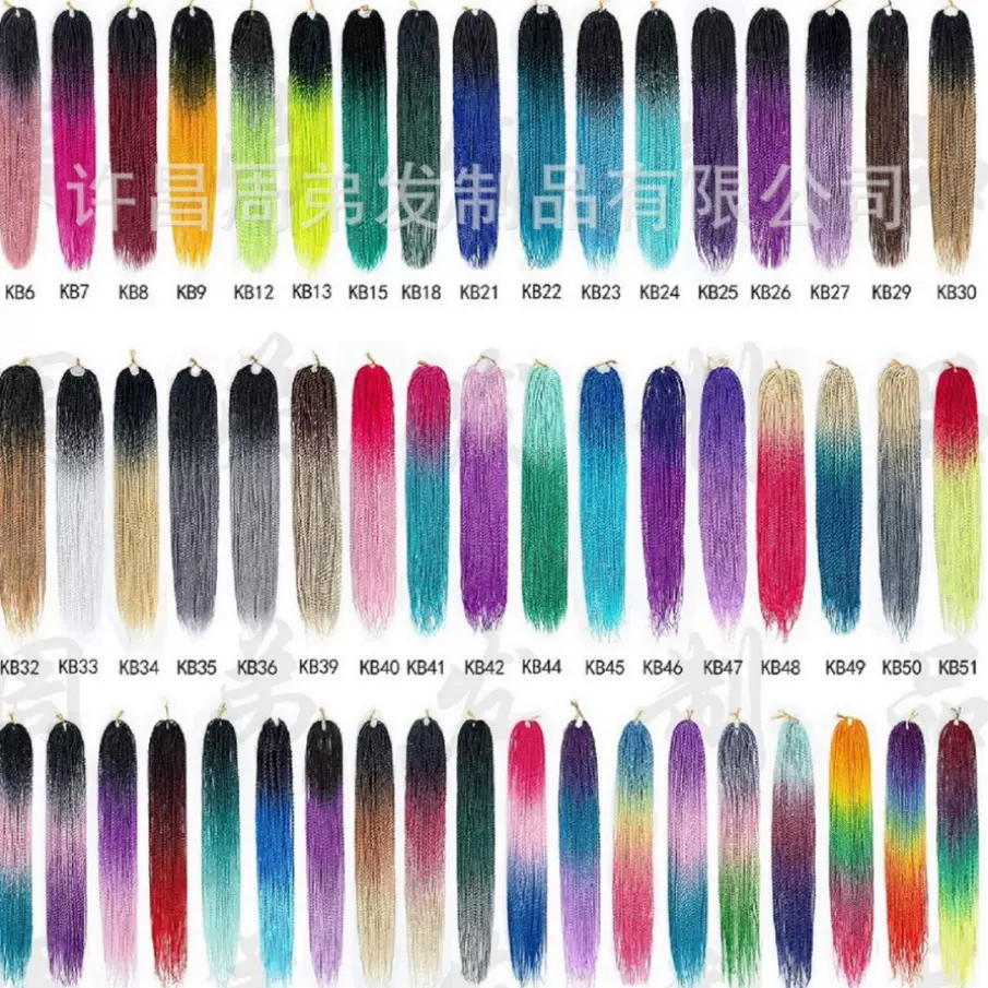 非洲手搓辫化纤彩色辫子 渐变双色三色四色假发两股辫脏辫接发