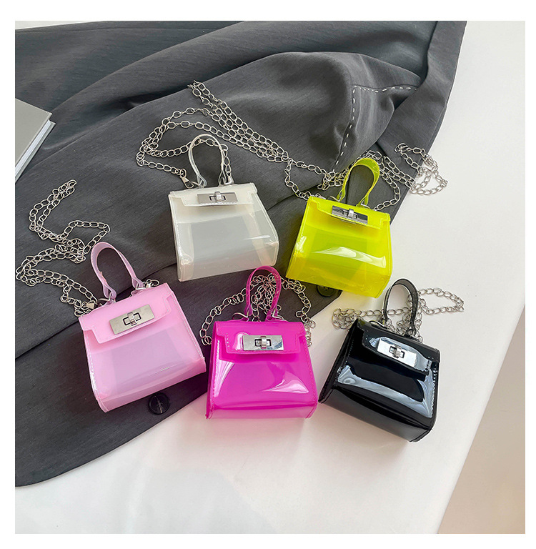 165g Weight Flip Cover, Lock clasp Closure Type Single Shoulder Strap, Top Handle Strap Type Casual Occasion PVC Material Solid Color Pattern All Seasons Season Women's Gender Streetwear Style Square Shape Small Size Women's Small PVC Solid Color Streetwear Square Flip Cover Lock Clasp 1