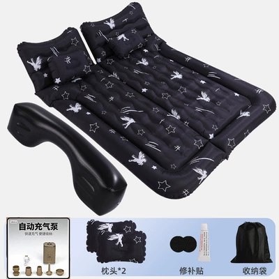 Vehicle-mounted inflatable bed camping mattress, rear trunk - 46-section-suv-trunk-long-bench-oxford-black-fabric-wireless-air-pump-camping-light
