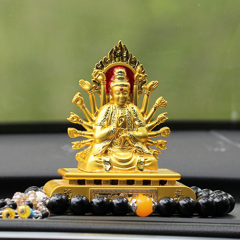Car ornaments thousand hands Guanyin car interior accessories center console Buddha statue men's car car accessories alloy ornaments