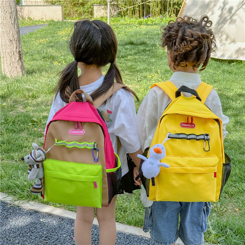 新款学生双肩包大容量撞色儿童背包百搭男女童补习袋多功能旅行包
