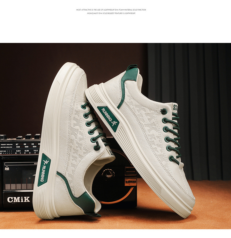 Herren Freizeitschuhe Weiß Flach Koreanischer Stil Sneaker_voghion.com