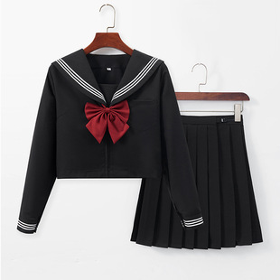 Factory on behalf of the package after-sales black three jk uniform sailor suit jk school for jk suit jk skirt pleated skirt Japanese