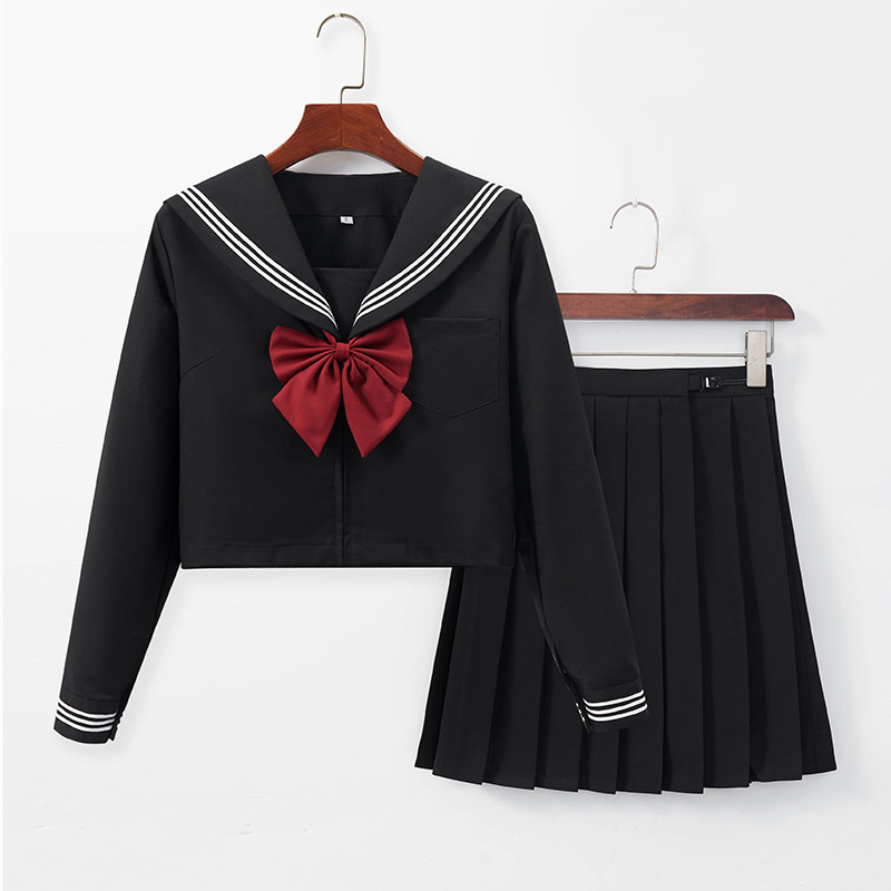 工厂代发包售后黑三本jk制服水手服jk校供感jk套装jk裙百褶裙日系