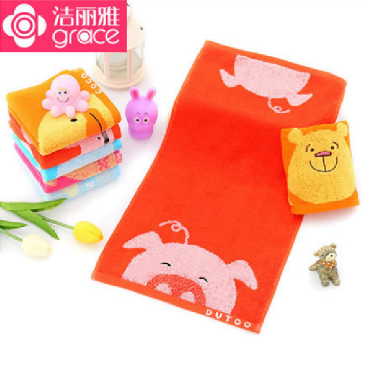Jielia cartoon animal children's towel cotton children's towel soft absorbent baby face towel 3093/3094/3095