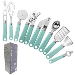 Creative Plastic Handle Stainless Steel Kitchen Utensils Home Small Tools Set Kitchenware 9-Piece Set Miscellaneous Eggbeater