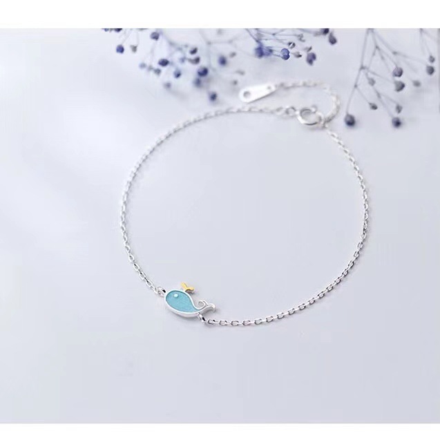 S925 스털링 실버 작은 고래 팔찌 여자의 한국 스타일 심플 모리 스타일 성격 틈새 팔찌 2023 새로운 스타일 우아한 보석