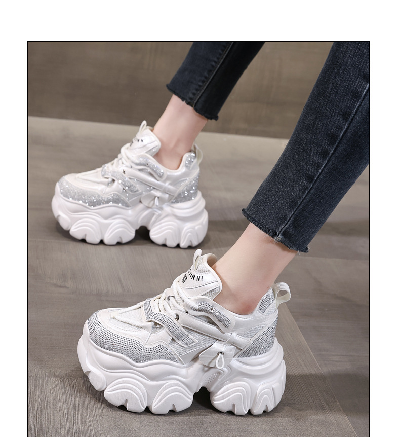 Giày sneaker nữ chunky đế dày độn cao bên trong HS569-3 kiểu mới mùa xuân — Màu trắng chi tiết 12