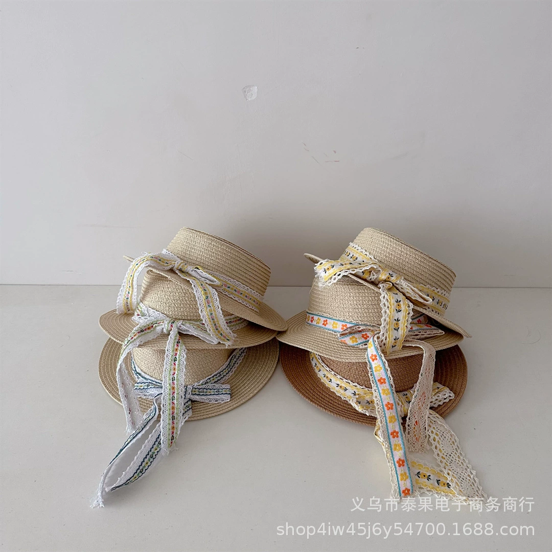 Summer children's beach sun hat, simple and elegant design, sun protection, western style