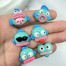 正版卡通网红丑鱼树脂配件 diy奶油胶手机壳洞洞鞋发绳发夹小贴片