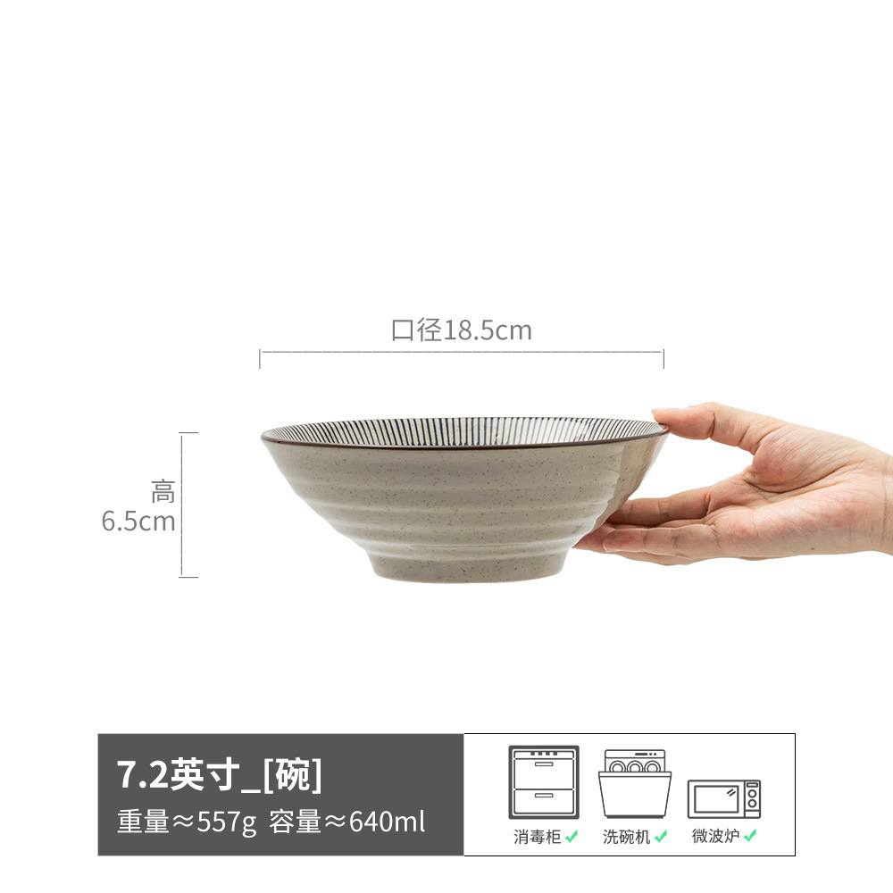 Retro y práctico vajilla serie hogar tazón de fideos tazón abierto plato de ensalada plato de línea japonesa