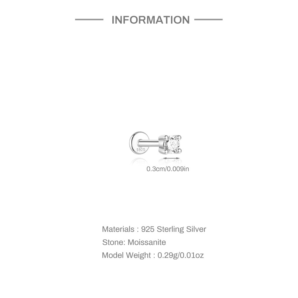 3g Weight Zircon Inlay Material Ear Studs Classification Ear Cartilage Rings & Studs Piercing Type 1 Piece Quantity Daily Occasion 925 Sterling Silver Material Geometric Pattern All Seasons Season Unisex Gender Elegant, Simple Style Style 1 Piece Ear Cartilage Rings & Studs Elegant Simple Style Geometric 925 Sterling Silver Zircon Ear Cartilage Rings & Studs 4