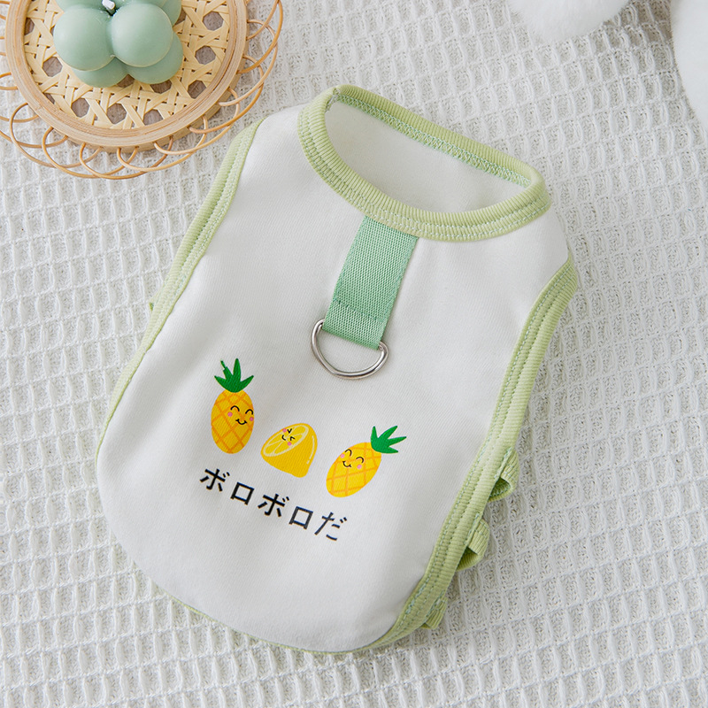 Nueva primavera y verano ropa de cachorro piña transpirable tracción chaleco gato ropa mediano pequeño perro ropa para mascotas