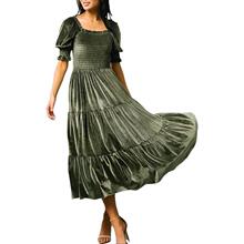 C 90985 Velvet Square Neck Dress ��z�q�B��ȹ �W���羳