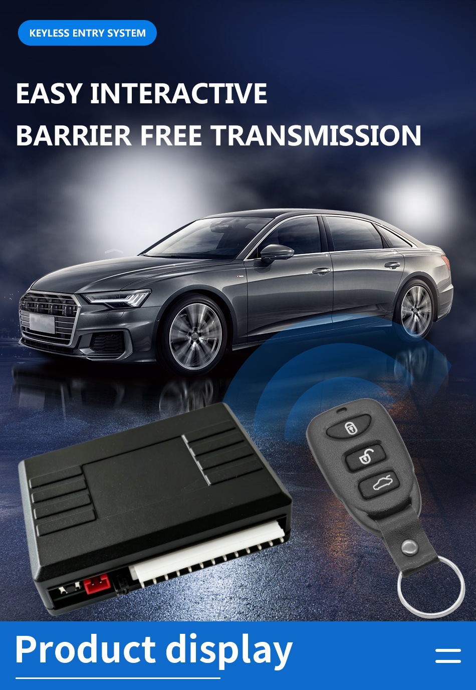 12V Universal Car Central Locking System Keyless Entry Remote Control for Trunk Opening and Vehicle Locating