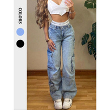 N 76424 Vintage cargo washed jeans ���Ź�װˮϴţ�п�