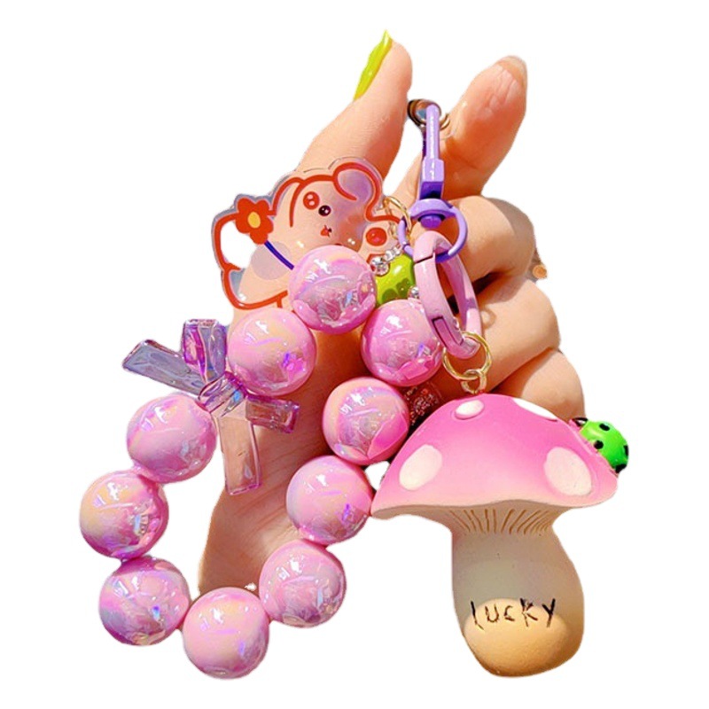 Original luminoso Lucky seta llavero femenino lindo exquisito teléfono móvil cadena pulsera muñeca llavero bolsa colgante