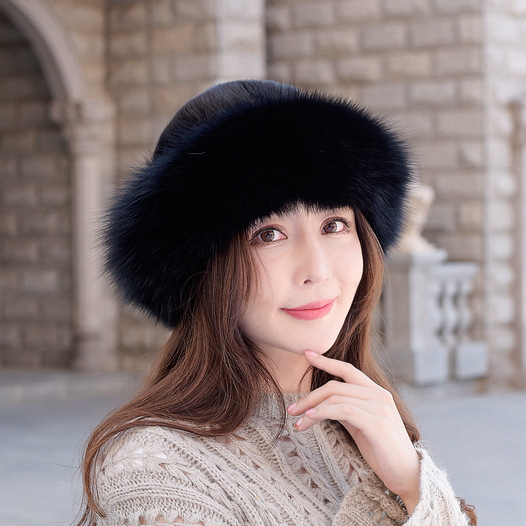 Luxury Women's Luxury Real Mink Fur Hats Winter Warm Fox Fur