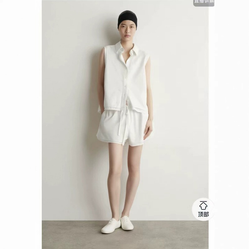 Cos Style Women's Clothing Mall Same Style Standard Fit Layered Fine Stripe Sleeveless Shirt 2026 Summer New Shorts Cos Style Women's Clothing Mall Same Style Standard Fit Layered Fine Stripe Sleeveless Shirt 2026 Summer New Shorts