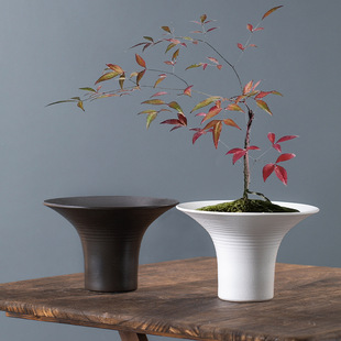 Factory Direct Supply Ceramic Flower Pot Frosted Black Creative Geometric Hydroponic Container Flower Moss Ball Fleshy Jianshan Flower Ware