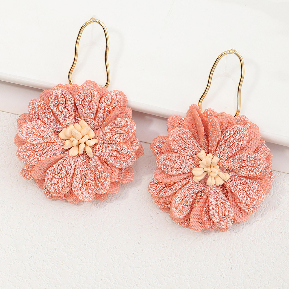 Fabric Flower Earrings Women's Summer Earrings Wholesale display picture 8