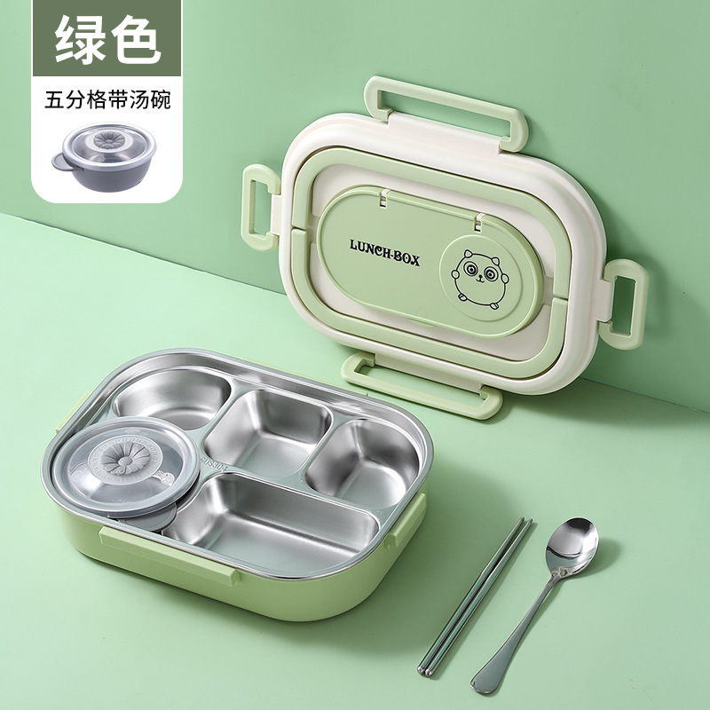304 ステンレス鋼断熱分割弁当箱学生分割密封弁当箱蓋付き弁当箱 4/5 分割弁当箱|undefined