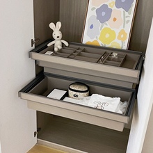 0J衣柜首饰盒抽屉皮拉篮内置伸缩裤架衣帽间抽拉五金配件皮革内衣