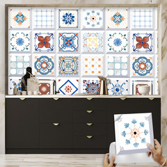 16片裝波西米亞風格瓷磚貼客廳廚房浴室櫥櫃裝飾自粘表面亮膜