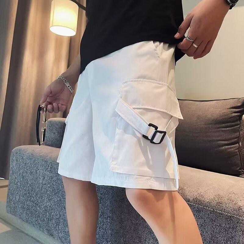 트렌디한 아메리칸 스타일 남성용 기능성 루즈 카고 반바지 2025 여름 얇은 캐주얼 5부 팬츠 스포츠 미드팬츠