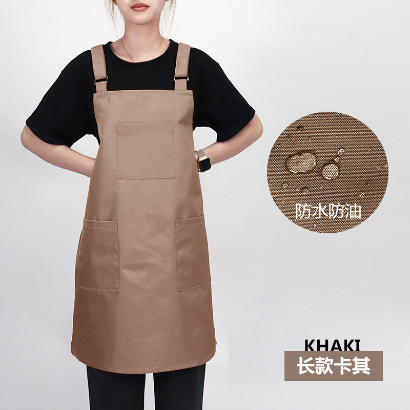 Impermeable y a prueba de aceite chaleco largo de color caqui