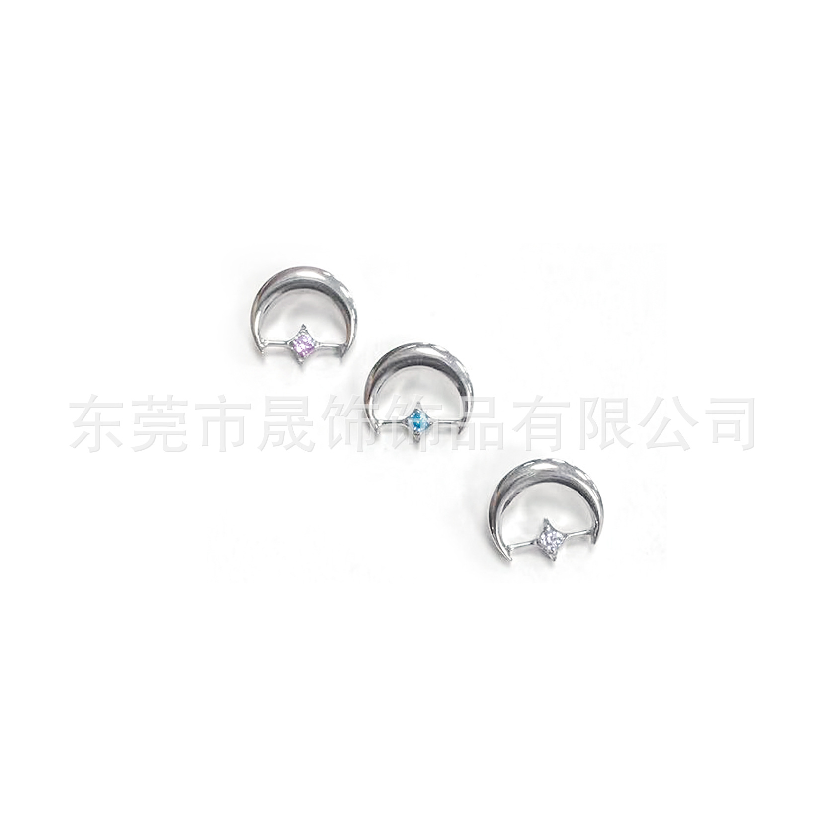 F136 Titanium Alloy Ear Stud Moon Studded 5A四角 Cubic Zirconia Helix Cartilage Stud G23 Titanium Internal Thread 人体 Piercing Jewelry