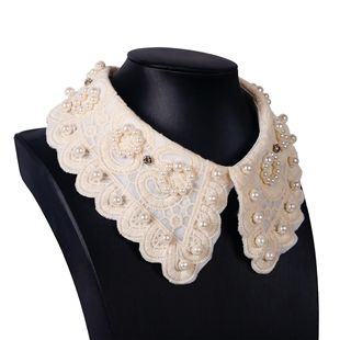 European and American Retro Style Dark Blanket Handmade Beaded Fake Collar Shirt Collar Versatile Autumn and Winter Explosions Finished Collar