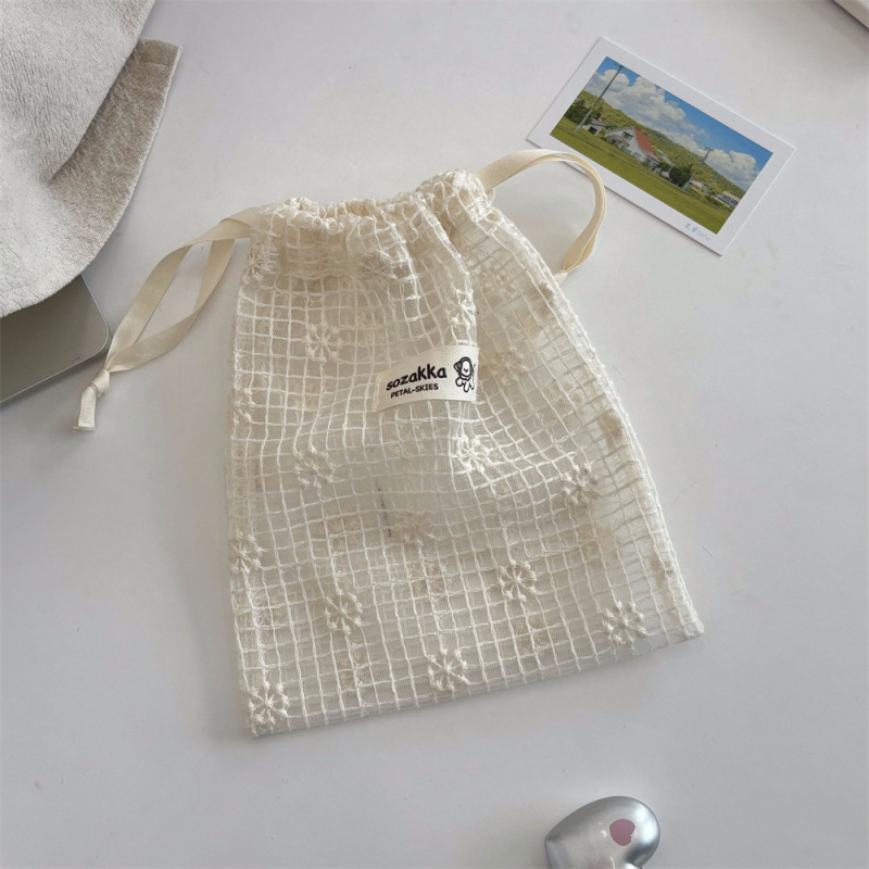 5361網糸レース刺繍デイジー収納袋束ポケット旅行スキンケア品分注袋雑物収納袋|undefined