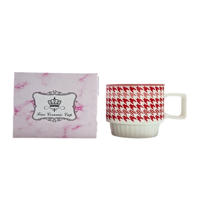 Houndstooth Stapelbare Kaffeetassen Für Paare Und Geschenke_voghion.com