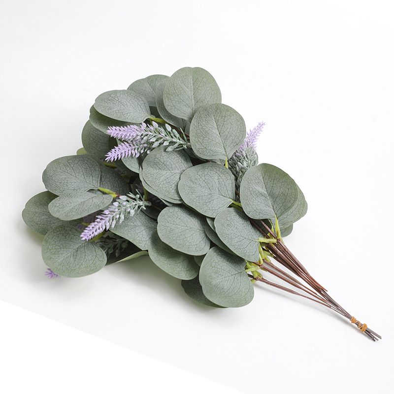 Cross-border best-selling simulated single eucalyptus leaf imitation green plant small branch dining table wedding decoration Amazon