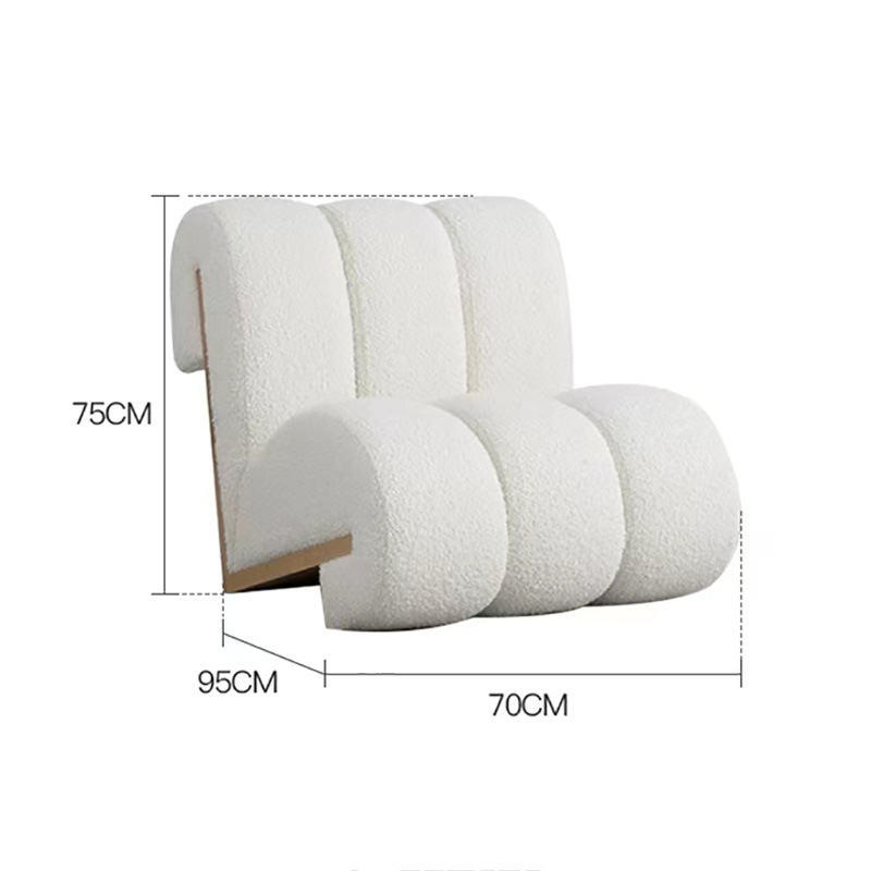Sillón de Salón de Diseño Moderno y Simple, Estilo Wabi-Sabi, de Lana de Cordero, Hecho de Madera Maciza Ecológica