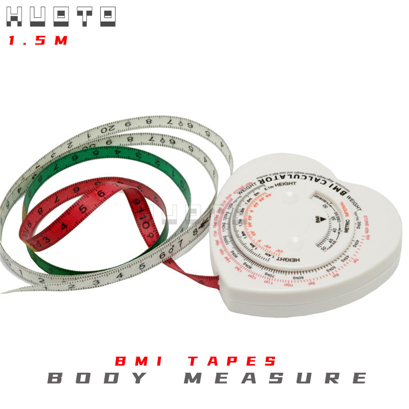 HUOTO 1.5M 三色彩带 心形 BMI卷尺 礼品卷尺 健康卷尺