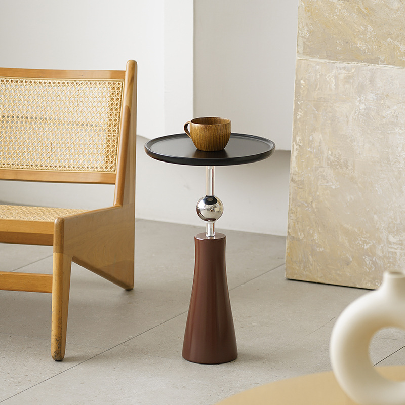 WOZOOM 거실 소파 작은 사이드 테이블 크림 스타일 하이 엔드 코너 테이블 침대 옆 테이블 라운드 테이블 아트 커피 테이블