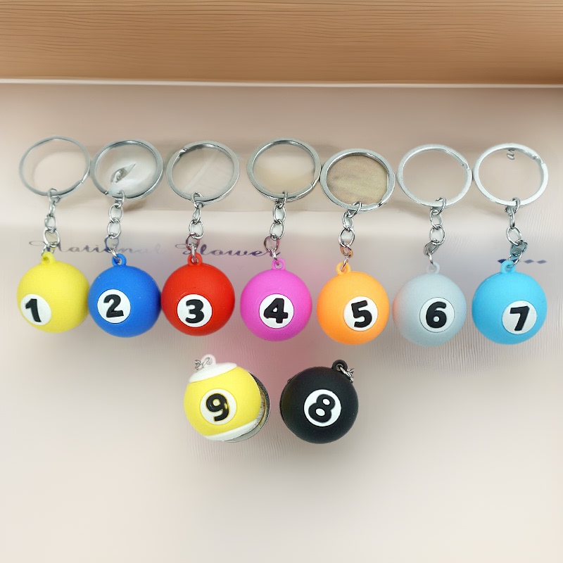 Creative Mini Simulation Billiards Keychain Billiards Key Chain Bag Car Pendant Gift Wholesale World Cup
